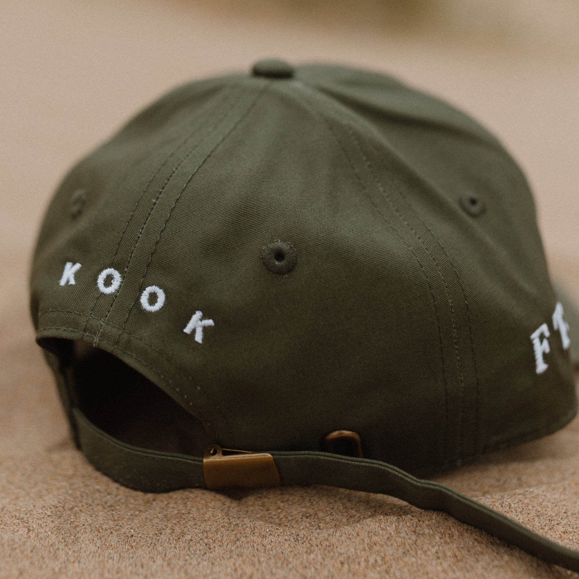 Khaki Green Kookville Cap, with White Kook Embroidery